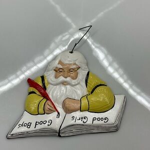 Santa Ornament, Vintage Ceramic Provincial Mold 1977 ‘Making a list”